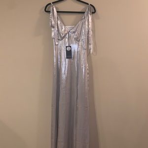 Privacy Please Maxi Dress Gold shimmer with slits